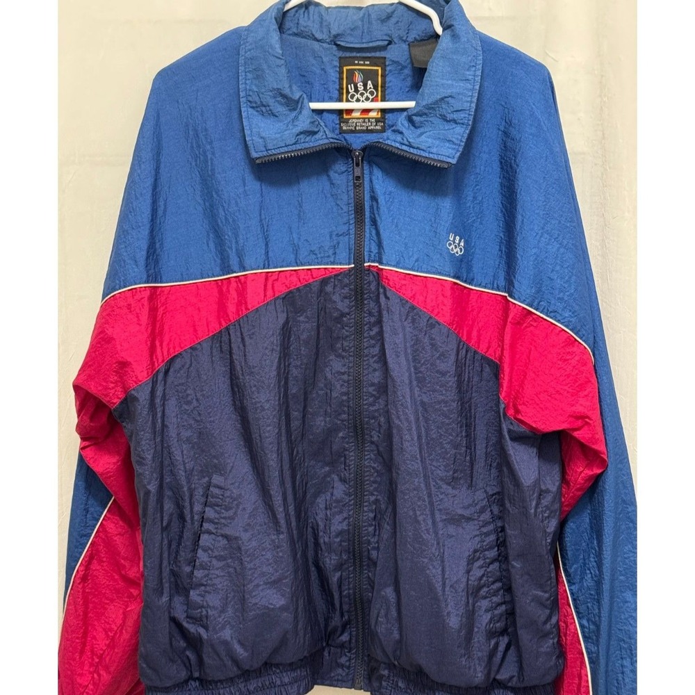 USA Olympic Windbreaker Mens XL Colorblock Jacket Vintage 90s